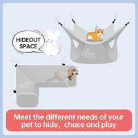 Large Caliber Guinea Pig Hideout & Hammock, Corner Hideout Toy for Guinea Pig, Ferret, Hedgehog, Piggy-2 Tunnel Strawberry