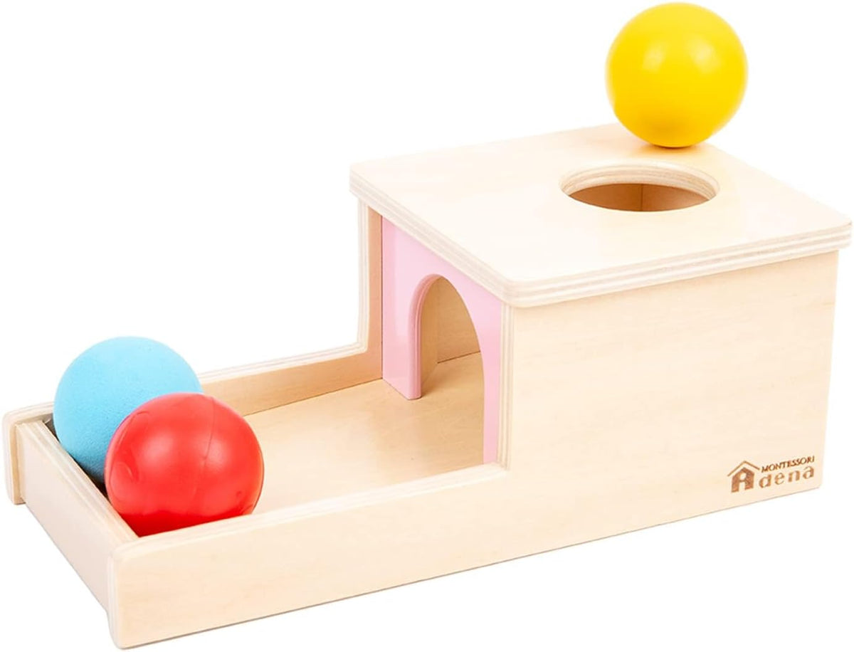Adena Montessori Object Permanence Box with Tray Three Balls - Pink Door