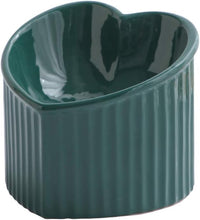 Pink Ceramic Raised Cat Bowls - Dark Green