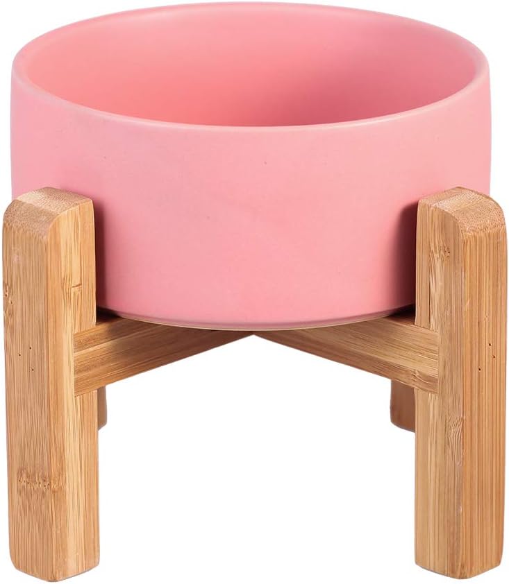 Raised Ceramic Large Dog Bowl - Medium Dog Bowls 850ML*1 / Pink