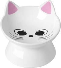 Cat Water Bowl, 15° Tilted and Raised Pet Food Dish - 1 Pack / Pink Cat