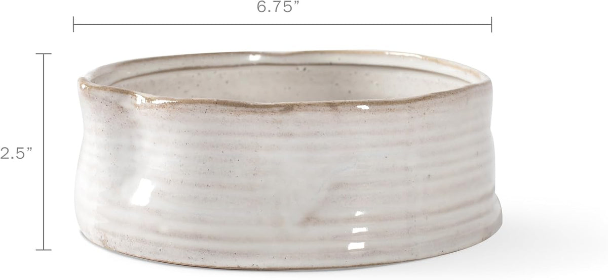 Fringe Studio Stoneware Pet Bowl, Off-White & Taupe Sand Color - Medium Bowl - image 2