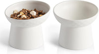 YauYik Small Raised Cat Bowls - WHITE-2PC