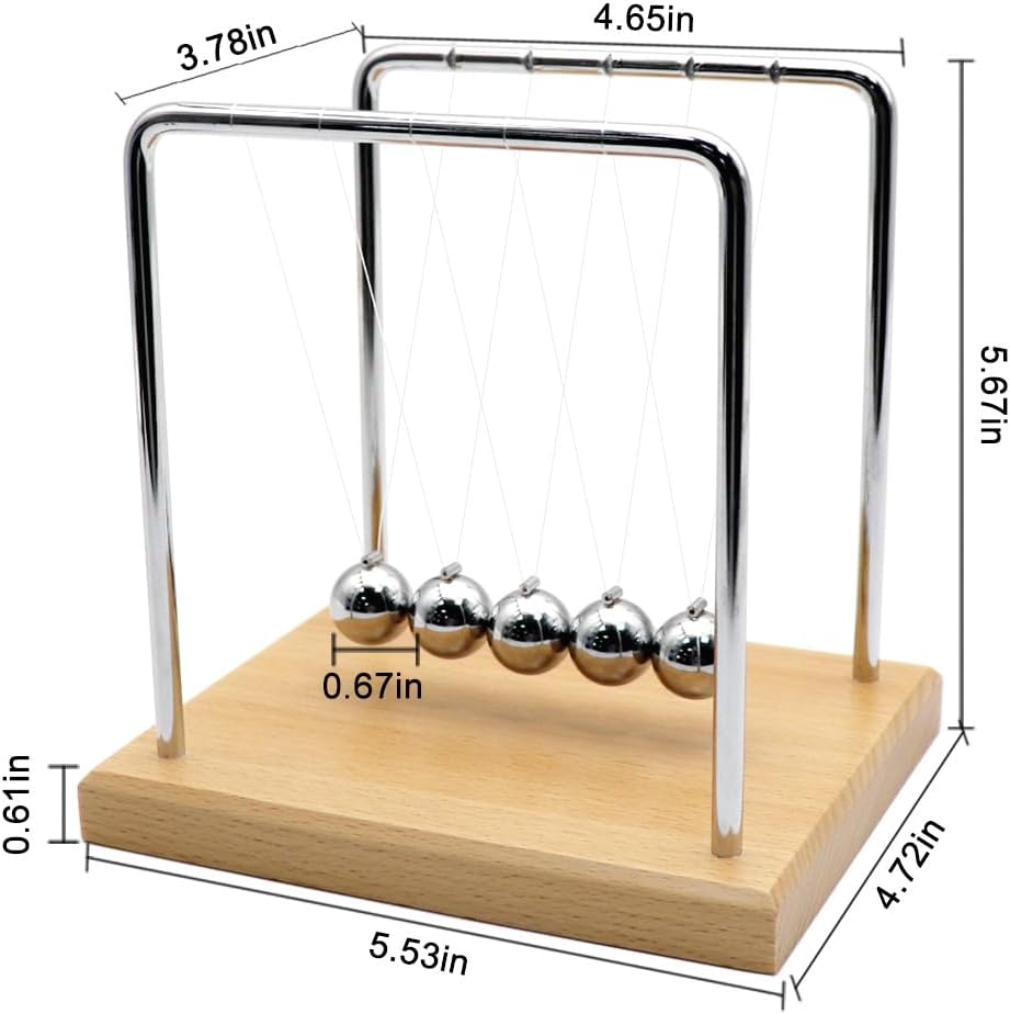 QLKUNLA Newtons Cradle Balance Balls Science Physics Gadget Desktop - Beech,5 Balls - image 3