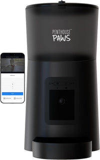 Smart HD Cat Feeder, 2 Way Audio + Voice Recording, Automatic Feeder for Dog with 1080p Night Vision Camera, WiFi App Controlled, Battery Backup, Anti Jam 6L Upto 15 Daily Meals, Black