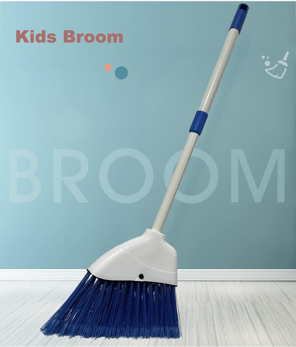 Kids Broom-Housekeeping Cleaning Tool for Kids Pretend Playing - White+blue - image 3