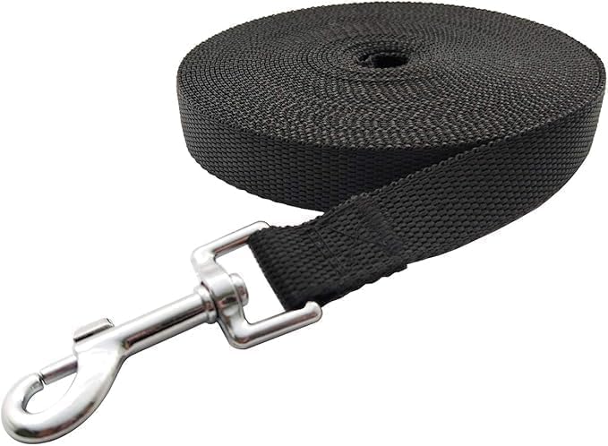 Nylon Training Dog Leash for Small Medium Large Dogs, Camping - Black / 1" x 100ft - image 3