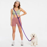Kazazoo Hands-Free Dog Leash Adjustable Length 5-8 Ft - Purple / M