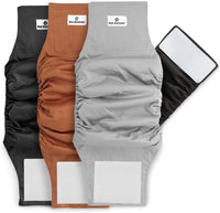 Pet Parents Washable Belly Bands for Male Dogs + Extendrs of Durable - Medium (16-20") / Natural