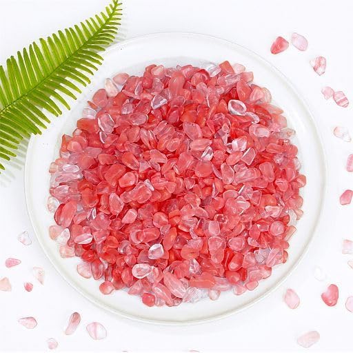 Fluorite Aquarium Gravel Rocks Natural Tumbled Healing Crystal Chips - Cherry Quartz / 1 Pound - image 2