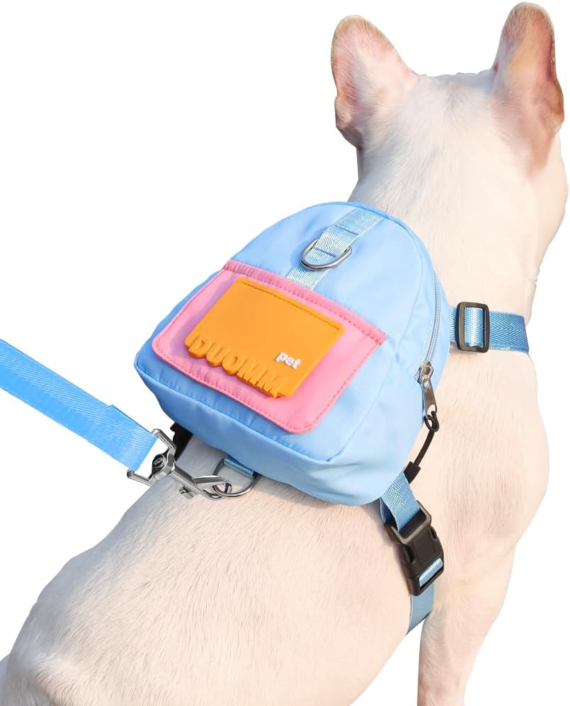 Dog Backpack Harness with Leash - Small / Blue - image 2