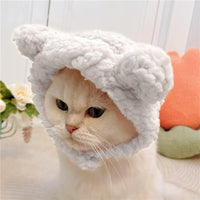 JOICEE Cute Cat Costume Warm Bear Hat Adjustable Small Pet Headwear - White - image 4