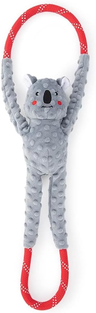 ZippyPaws RopeTugz Durable Dog Pull Rope Toy, Blue Monkey - Koala / 28 x 6 x 3 in