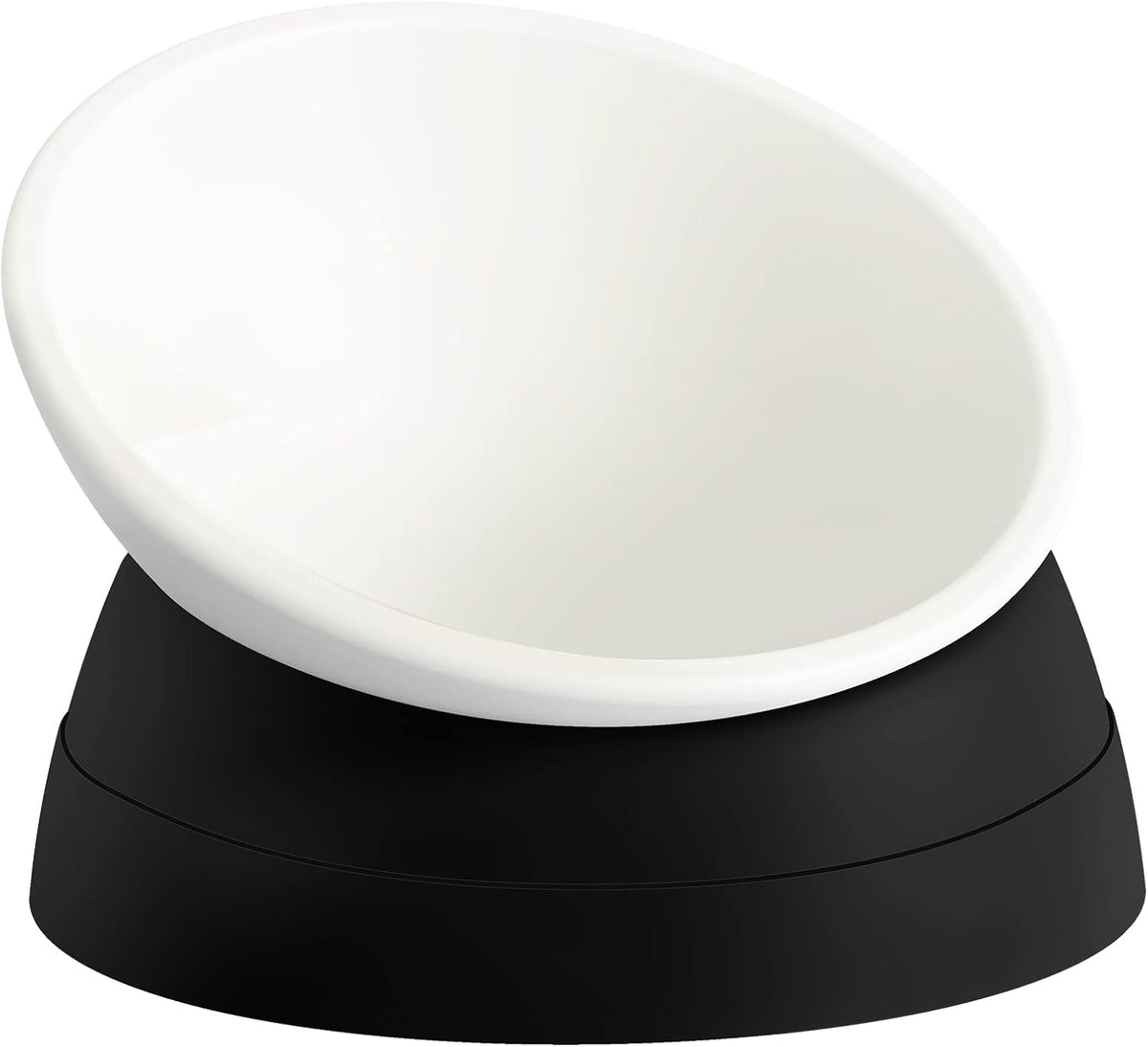 17 oz Raised Cat Food Bowls, Adjustable-Angle Pet Bowls - Milky White, Black