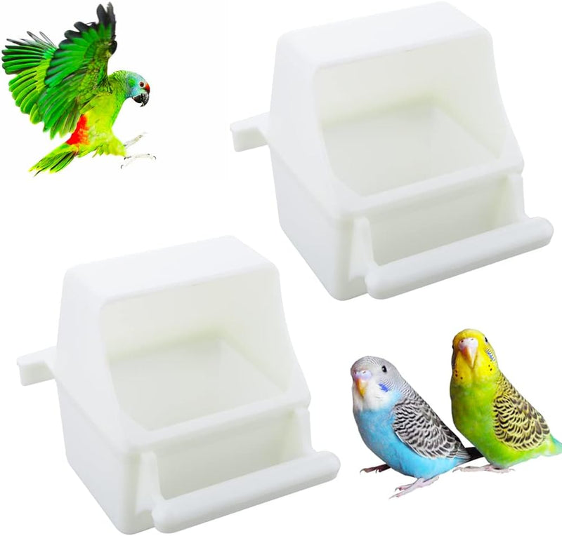 2 Pcs Small Bird Slot Feeder No Mess Cage Hanging Feeder Cup Plastic
