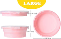 Joyinjojo Collapsible Dog Bowls with Lids - Large / Pink - image 2