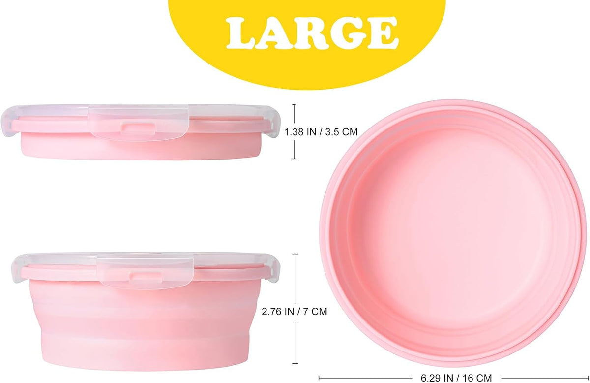 Joyinjojo Collapsible Dog Bowls with Lids - Large / Pink - image 2