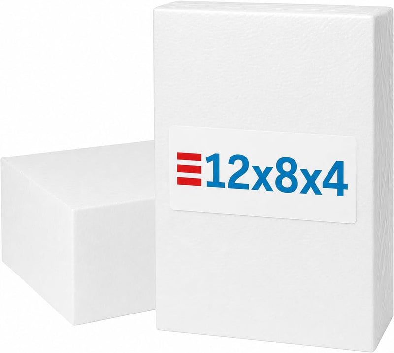 Silverlake 10x10x4 Craft Foam for Styrofoam Block Projects – Fun for Kids & Family - 8x12x4in / White