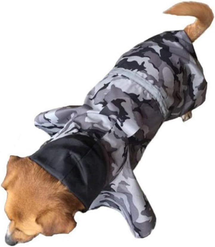 Adjustable Large Dog Raincoat with Strip Reflective - Gray / XL - image 2