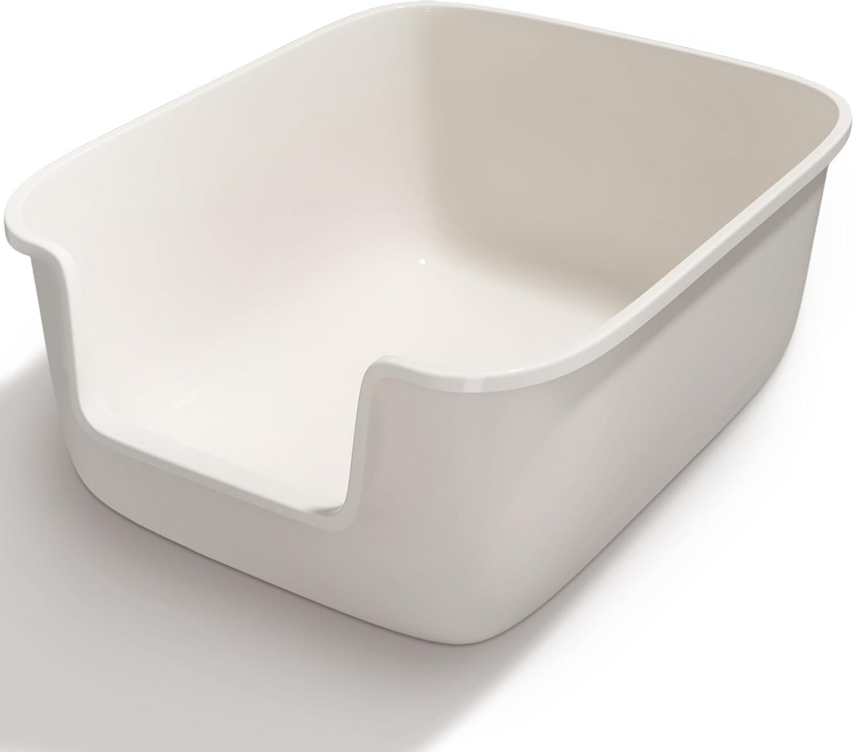 Vealind Large Cat Litter Box High Sided Entry Cat Litter Pan 50 x 40 - White