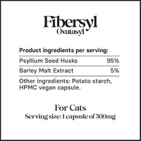 FiberSyl Ovatasyl Prebiotics for Cats Digestive Health - Cat Fiber Supplements for Constipation Relief & Support - Psyllium Husk Seed to Support Digestion Problems - Cat Stool Hardener - 60 Capsules