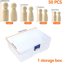 NODG 50 unfinished wooden peg dolls in four sizes, boy and girl shapes, with storage box - view 2