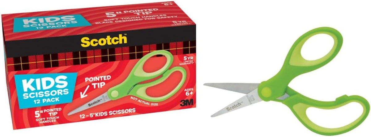 Scotch 5" Soft Touch Pointed Tip Kids Scissors, Stainless Steel - 12 count - blunt / 12 Count - image 2