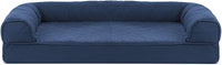 Furhaven Orthopedic Dog Bed for Medium/Small Dogs w/ Removable Bolsters & Washable Cover, For Dogs Up to 35 lbs - Quilted Sofa - Navy (Blue), Medium