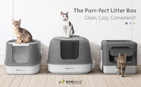 Foldable Cat Litter Box w/Lid, Scoop & Mat, Drawer Design Cat Toilet for Kitten, Two-Way Entry Kitty Litter Box, Odor Control & Easy to Clean, Dark Grey
