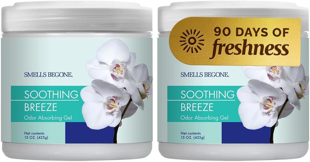 SMELLS BEGONE 15oz Gel Odor Eliminator - Soothing Breeze / 15 Ounce (Pack of 2)