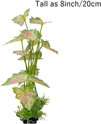 Aquarium Plant Fish Tank Decoration Small Plastic Artificial Plant - Rainforest Leafs-pink-large-set - image 4