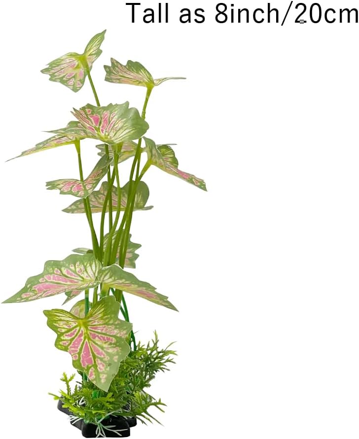 Aquarium Plant Fish Tank Decoration Small Plastic Artificial Plant - Rainforest Leafs-pink-large-set - image 4