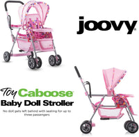 Joovy Toy Caboose baby doll stroller in Pink Dot with reclining front seat, canopy and storage baske - view 4