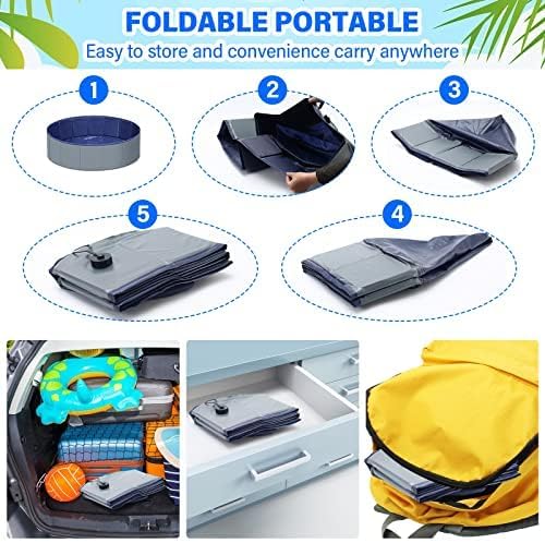 Dog Pool for Large Dogs, Kiddie Pool Hard Plastic - Dark Gray / Large-47"x12" - image 4