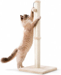 Dimaka Tall Cat Scratching Post Tree Scratcher with Sisal Rope - Beige / 34 inches for Large Cats
