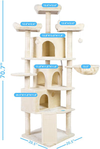 Hey-brother Cat Tree Tower with Multi-Level Large Condo - Beige - image 2