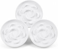 Melamine Slow Feeder Cat Bowls, Dishwasher Safe - 3 Pack - White / 2"H