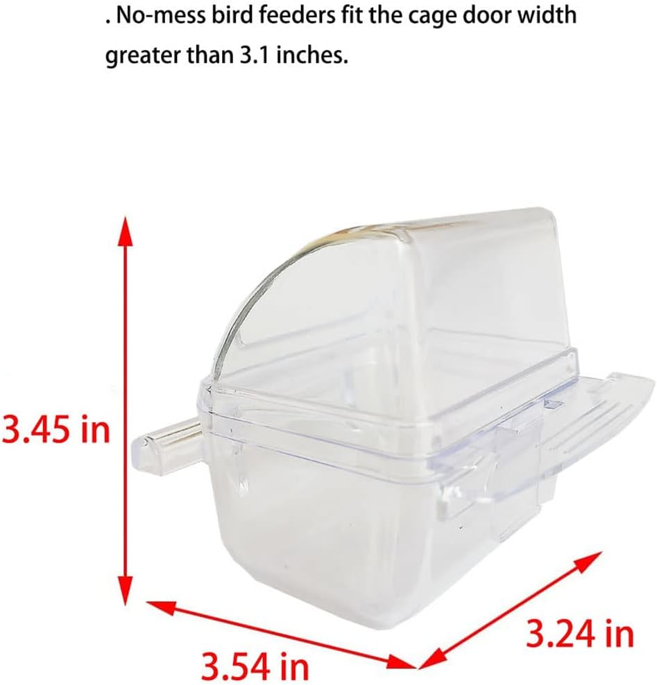2 Pack Bird Feeders for Cage No Mess Parakeet Food Bowl with Cover - Clear Transparent - image 2