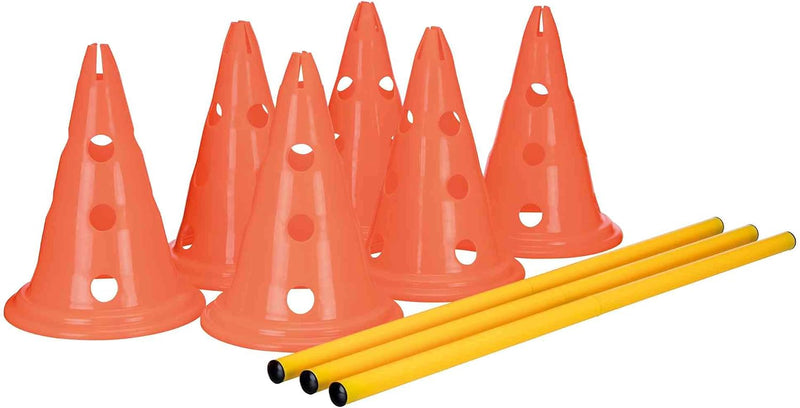 TRIXIE Dog Agility Hurdle Cone Set, 6 x Cones, 3 x Agility Rods
