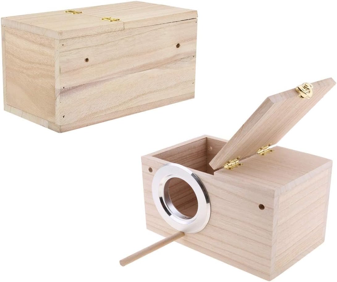 Parakeet Nesting Box, Bird Nest Breeding Box Cage Wood House for Finch Lovebirds Cockatiel Budgie - Small: 8" x 5" x 5" - image 3