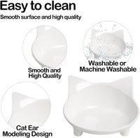 Wide shallow non-slip cat food and water bowls in BPA-free melamine with a glossy porcelain-like fin - view 3