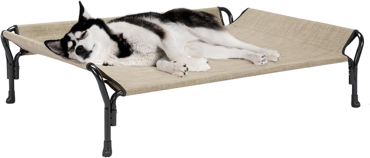 Veehoo Cooling Elevated Dog Bed - Beige Coffee / 47.0"L x 32.0"W x 12.0"Th