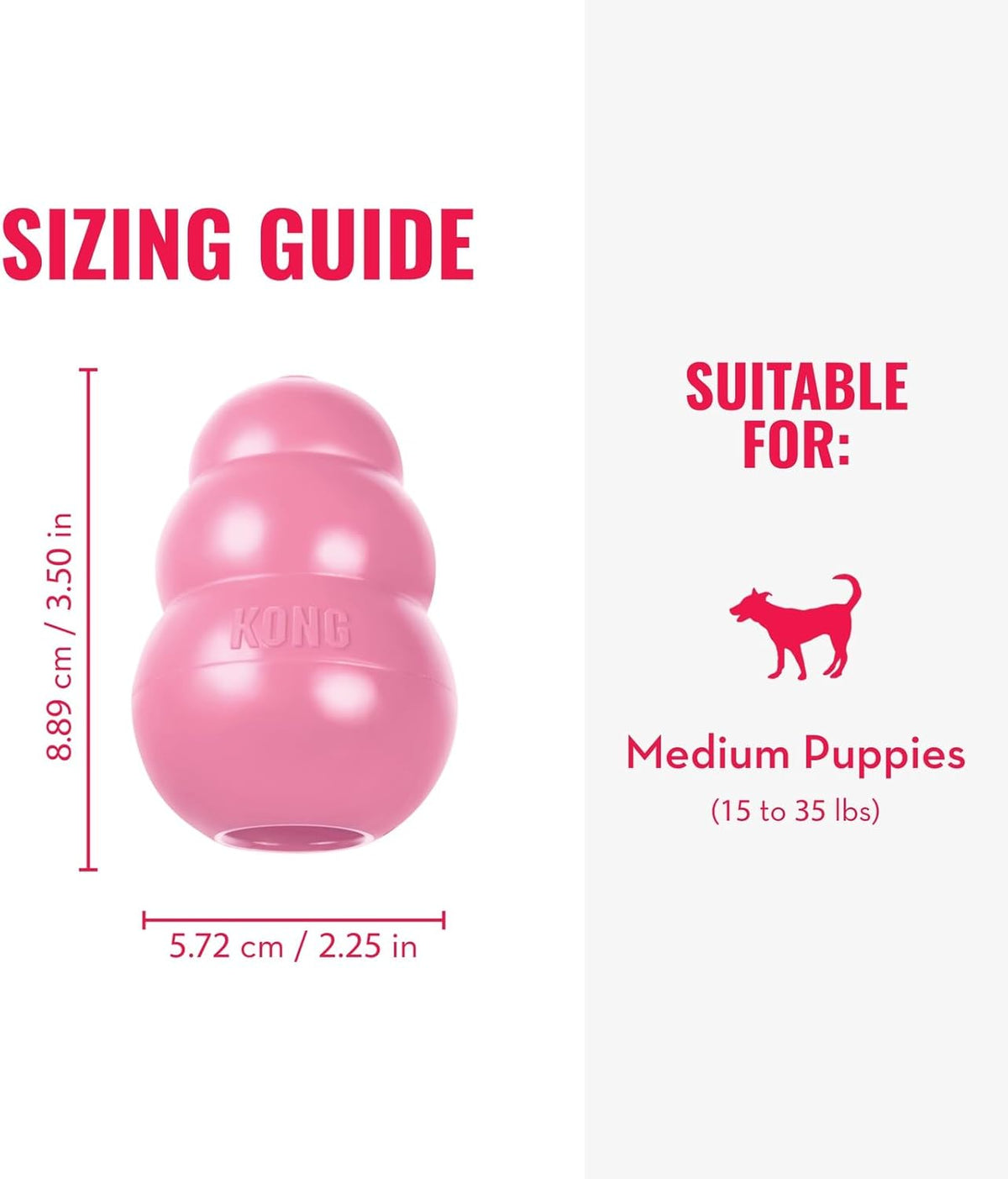 KONG Puppy, Natural Rubber Teething Chew Toy, for Small Puppies - Medium (Pack of 2) / Pink - image 3