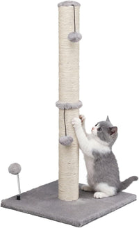 MECOOL 34” Tall Cat Scratching Post Premium Basics Kitten Scratcher - 34 inches for Adult Cats / Gray