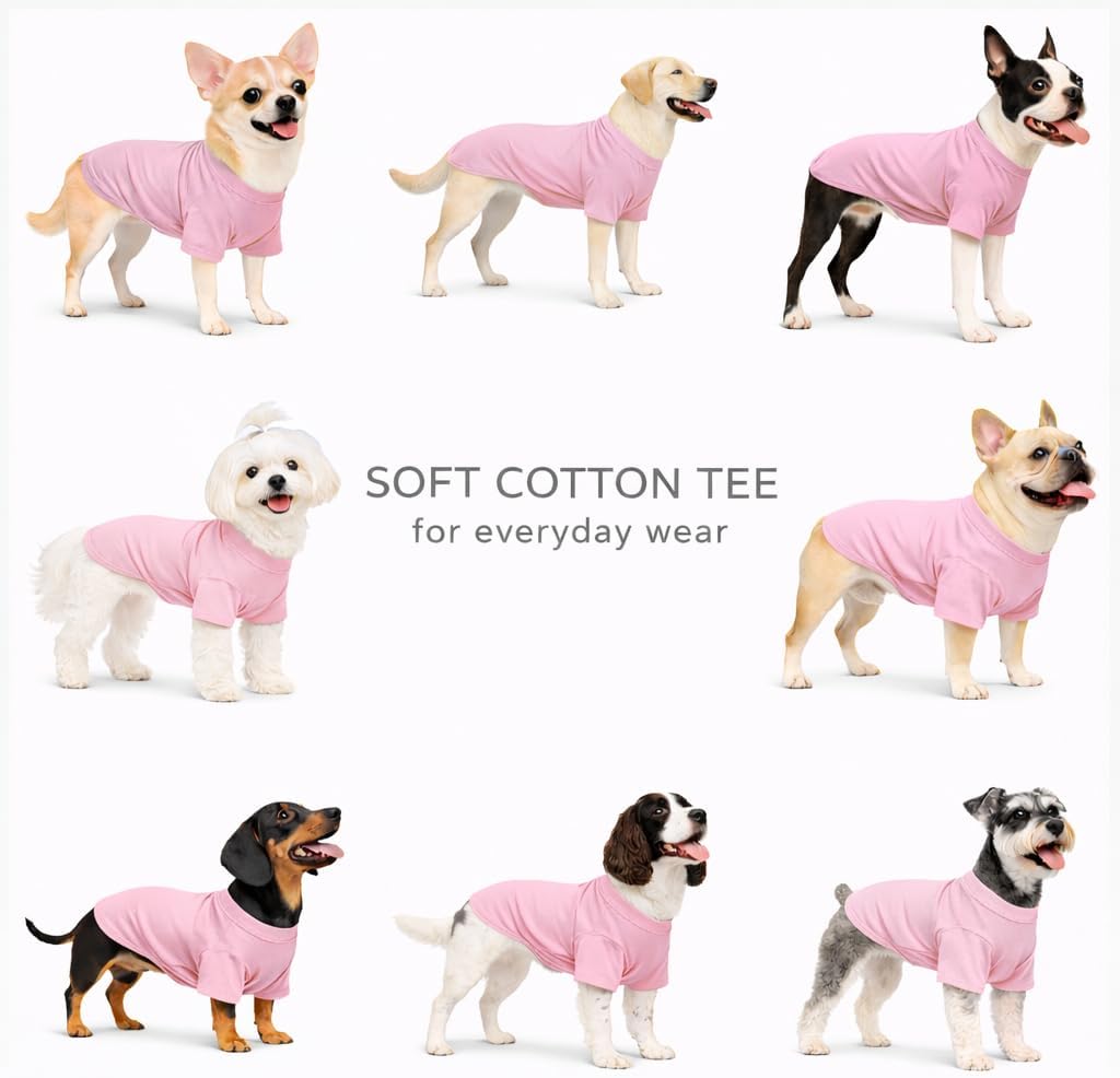 Lovelonglong Pet Clothing Dog Costumes Basic Blank T-Shirt Tee Shirts - B-M (for Bulldog -25lbs) / Pink - image 3