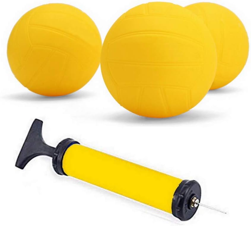 Viminston three yellow 3.5 inch roundnet replacement balls with pump - view 2