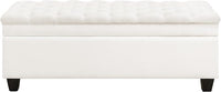 51" Fabric Storage Ottoman Bench, Upholstered Rectangle End of Bed Storage Ottoman Tufted Living Room Bedroom Bench with Safety Hinge, Solid Wood Legs, Loads 500 lb(Beige)