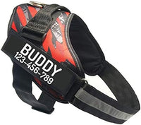 PawPawify Custom No Pull Dog Harness with Name and Phone Number, Heavy Duty Personalized Pet Vest to Prevent Tugging, Pulling, or Choking, Training and Walking (Camouflage Red, L (40-60 LBS))