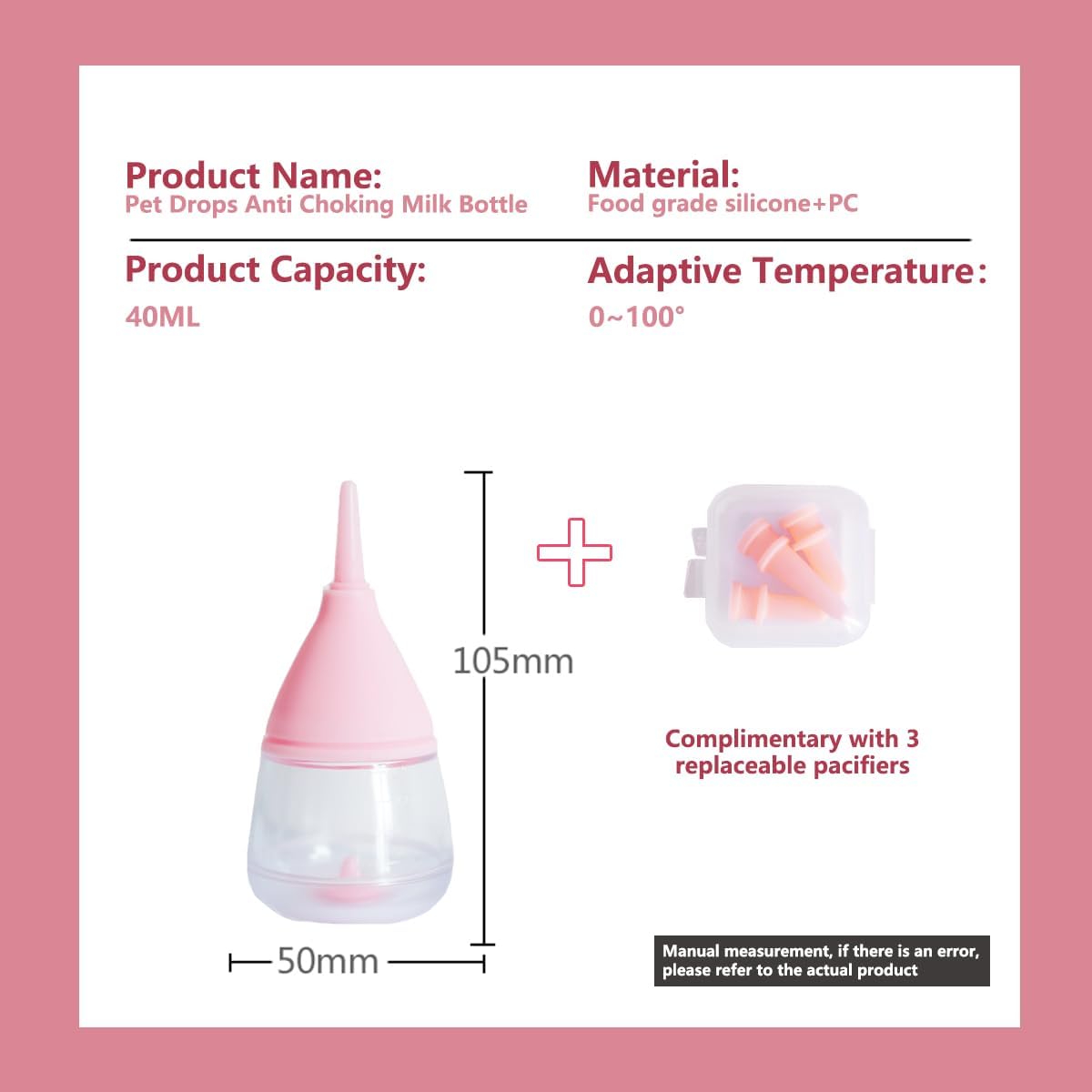 40 ml puppy and kitten nursing bottle with replaceable silicone nipples - view 2