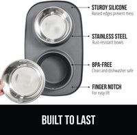 GORILLA GRIP Dog Bowl Set with Feeding Mat - Gray / 3 Cup Bowls - image 2
